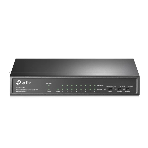 TP Link Switch de bureau 9 ports 10/100 Mbps avec PoE + 8 ports
